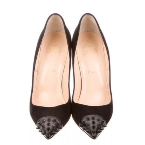NIB CHRISTIAN LOUBOUTIN Black Suede Geo Heels 40 - Picture 3 of 5